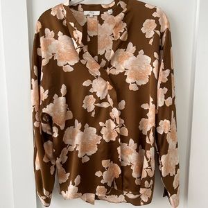 Silk Vince shirt with pink roses